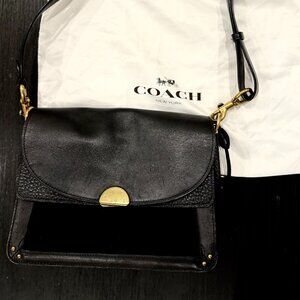 Coach Dreamer Mixed Leather & Suede Shoulder Bag — Black